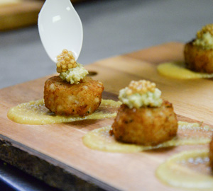 Appetizer being plated